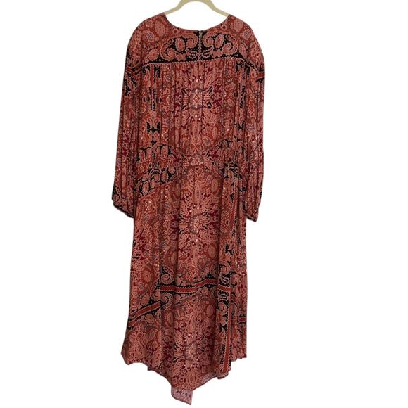 Nurture by Westbound Womens Maxi Dress 3X Rust Boho Paisley Print Long Sleeve - Picture 4 of 10